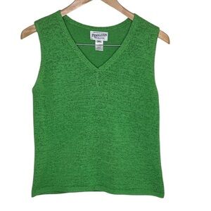 Vintage Pendleton Green Knit Sweater Vest Women Size M Petite